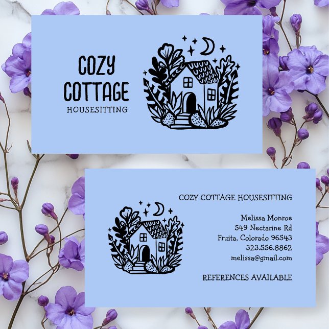 Hushållsbarnvakten Hemmatsmatsmatsbeläggning Art A Visitkort (Housesitter Petsitter Home Cute Cottage Art Custom Business Card
)