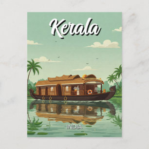 Hushållsbåt i Kerala India Vykort