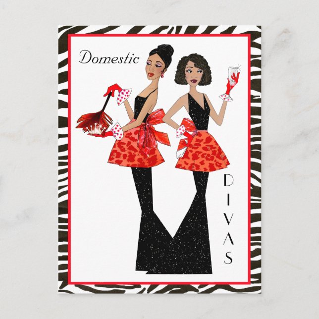 "Hushållsdivor" Afroamerikanska vykort (Framsida)