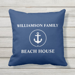 Hushållsfamiljen Namn Anchor Navy Blue Kudde