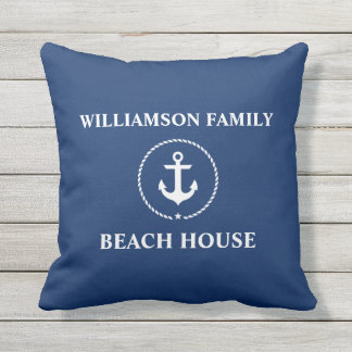 Hushållsfamiljen Namn Anchor Navy Blue Kudde