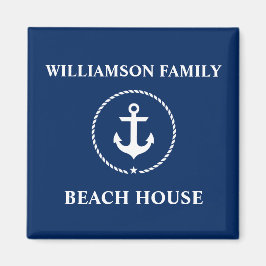 Hushållsfamiljen Namn Anchor Navy Blue Magnet