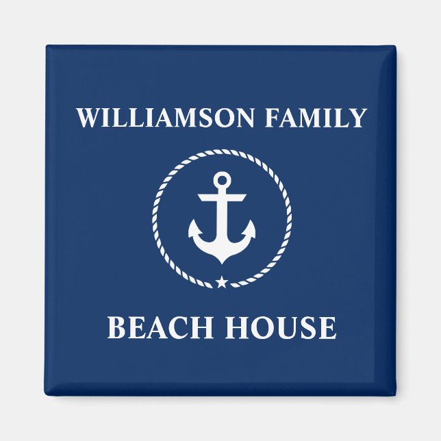 Hushållsfamiljen Namn Anchor Navy Blue Magnet (Framsidan)