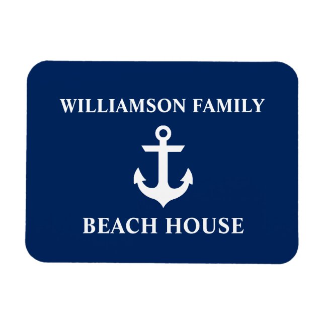 Hushållsfamiljen Namn Anchor Navy Blue Magnet (Horisontell)