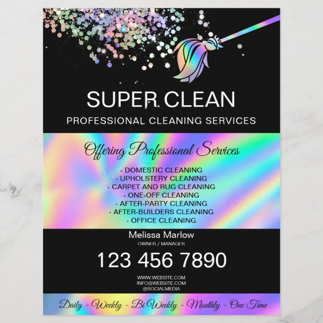 Hushållshuset Städning Maid Janitor Reklamblad (Framsidan)