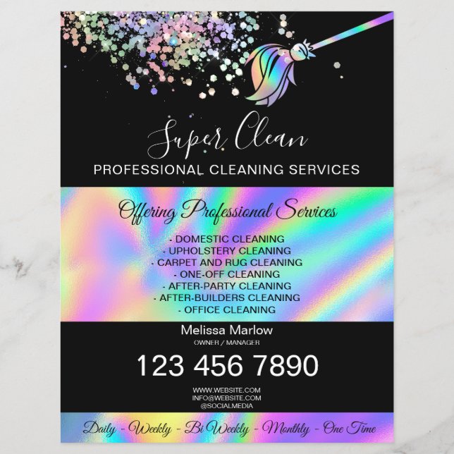 Hushållshuset Städning Maid Janitor Reklamblad (Framsidan)