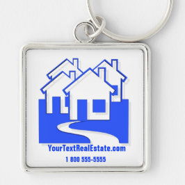 Hushållsknappen Nyckelkedja Fyrkantig Silverfärgad Nyckelring