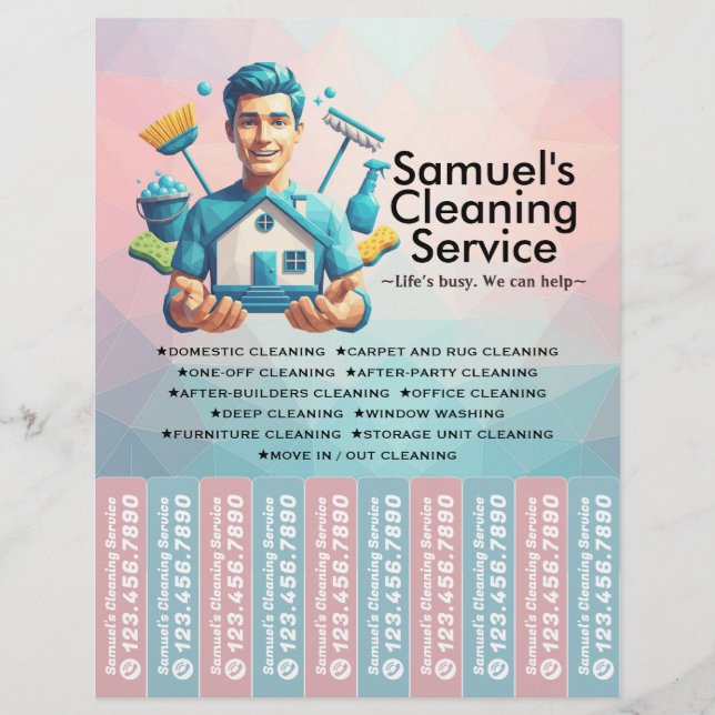 Hushållsrengöring Städhjälp Service Folder Avrivba Reklamblad (Framsidan)