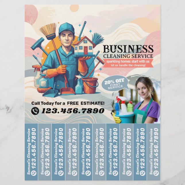 Hushållsrengöring Städhjälp Service Folder Avrivni Reklamblad (Framsidan)