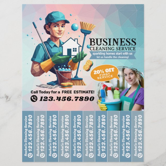 Hushållsrengöring Städhjälp Service Folder Avrivni Reklamblad (Framsidan)