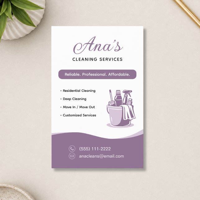 Hushållsrengöringstjänster Mauve Kampanj Flygblad (House Cleaning Services Mauve Promotional Flyer)