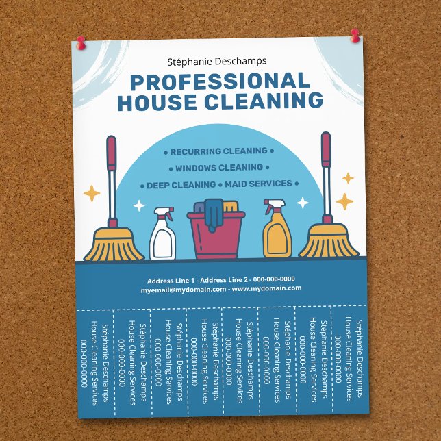 Hushållsrensningsfolder med avrivbara flikar reklamblad (House Cleaning Flyer with Tear-Off Tabs)