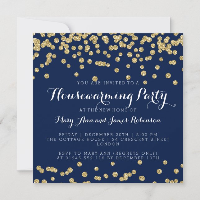 Hushållsuppvärmning, Glitter Party konfetti blått Inbjudningar (Framsida)