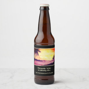 Hushållsuppvärmning - ny startsogssolnedgång i Tro Ölflaska Etikett