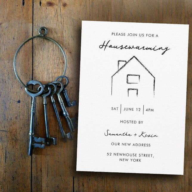 Hushållsuppvärmning Party Modern Minimalistisk hem Inbjudningar (Housewarming Party Modern Minimalist Home Invitation)