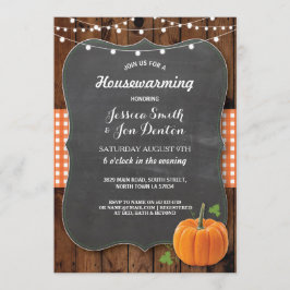 Hushållsuppvärmning Party Rustic Wood Pumpkin Chal Inbjudningar