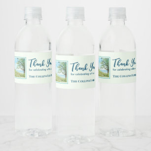 Hushållsvallmo Fält liggande vattenfärg Vattenflaskor Etikett