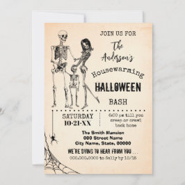 Hushållsvärmarfamiljen Halloween fest Skeletons Inbjudningar