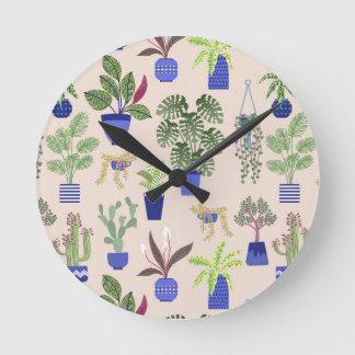Hushållsväxter Cactus Succulent Mönster  Rosa Rund Klocka