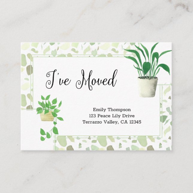 Hushållsverk och Grönt Terrazo I har Flyttat Tilläggskort (Framsida)