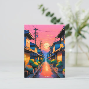 Hushed Streets, Warm Glows på japansk gatan Helg Vykort