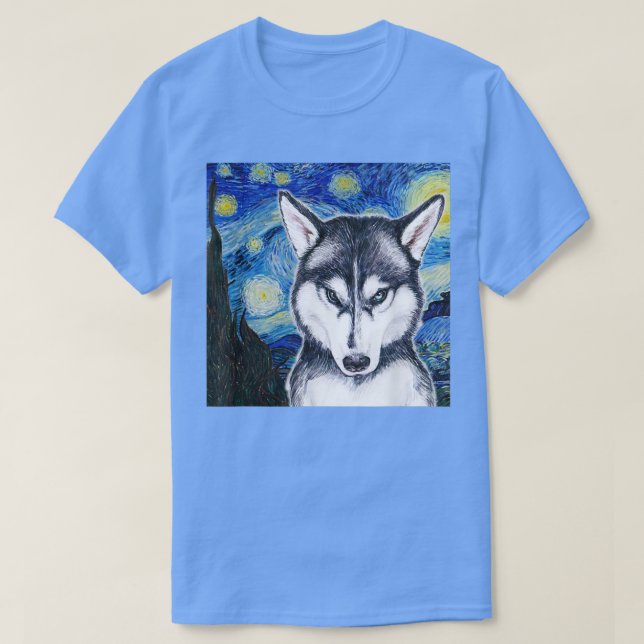 Huskey on a Starry Night  T Shirt (Design framsida)