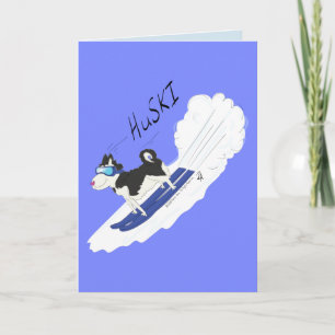 Huski - Funny Huski Hund Ski-hälsningskort Kort
