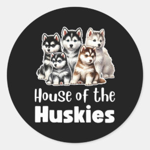 Huskies Cute Watercolor Puppy Huskies Runt Klistermärke