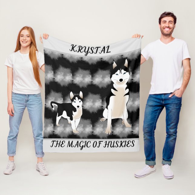 Huskies filt med personlig namn. (På plats)