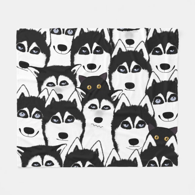Huskies Fleece Blanket (Framsidan (Horisontell))