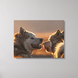 Huskies Hundar Photograph Canvastryck