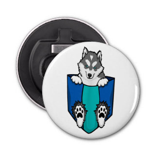 Husky Älskare Button Bottenöppnare med Magnet Flasköppnare