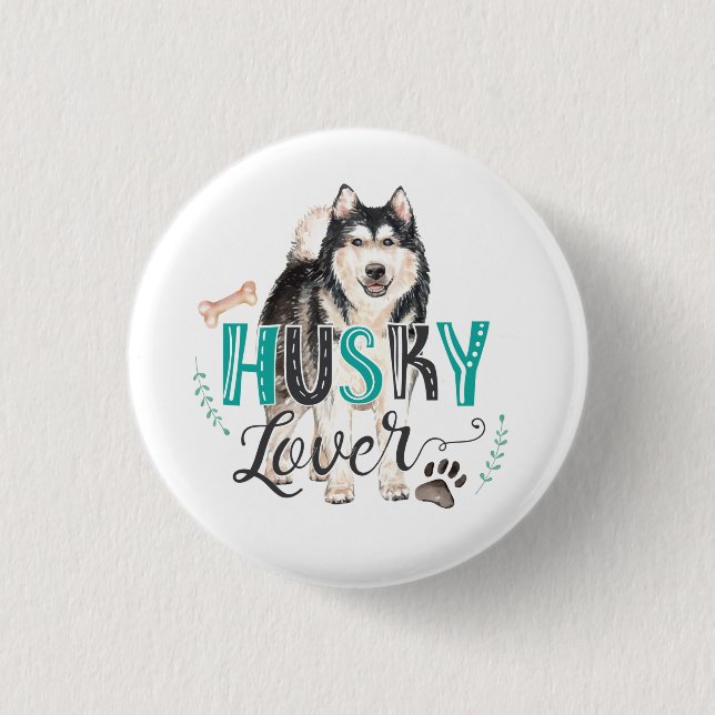 Husky Älskare Button Knapp (Framsida)