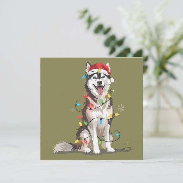 Husky Älskare Jul Siberian Jul Hund Mamma  Julkort (Stående Fram)