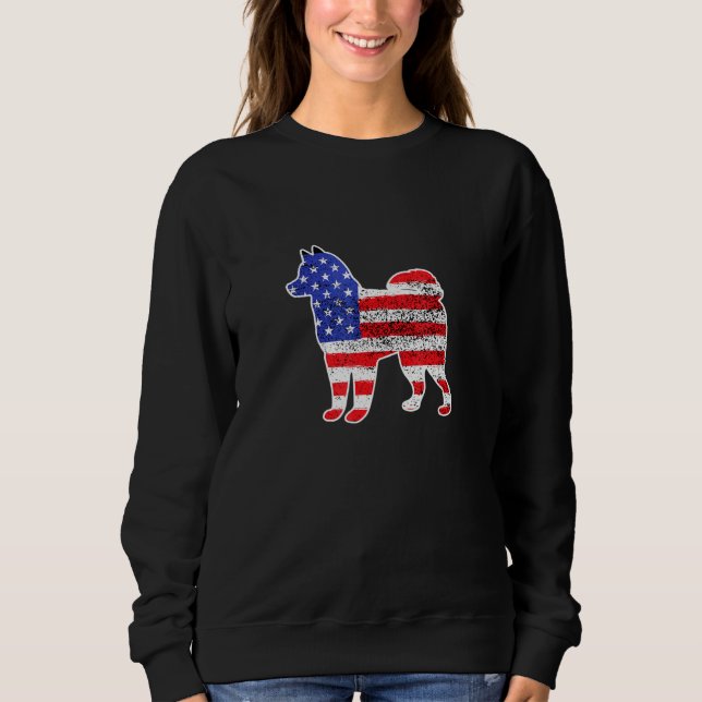 Husky American Flagga Patriotic Husky Hund 4:e Jul T Shirt (Framsida)