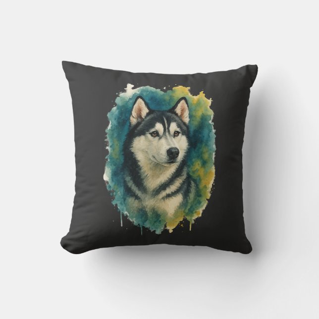 Husky Ande Husky Vattenfärg Majestät Kudde (Framsida)