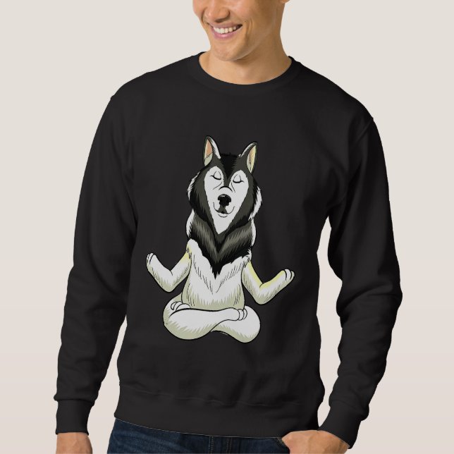 Husky Animal Meditation Lång Ärmad Tröja (Framsida)