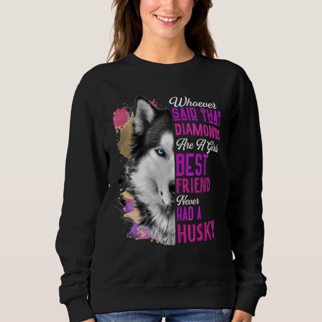 Husky är flickornas bästa vän Hund Mamma Siber Mor T Shirt (Framsida)