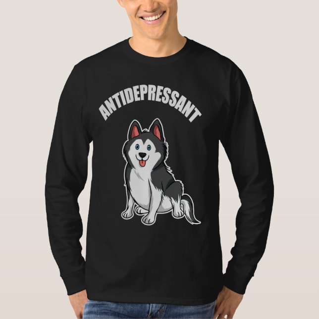 Husky är min antidepressiva Siberian husky T Shirt (Framsida)
