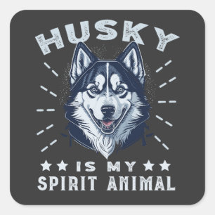 Husky är min själ, dansk, Majestic Husky Hund Fyrkantigt Klistermärke