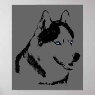 Husky Art Print Sled Hund Art Poster Husky Gifts