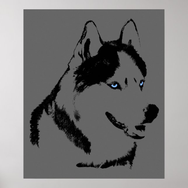 Husky Art Print Sled Hund Art Poster Husky Gifts (Framsidan)
