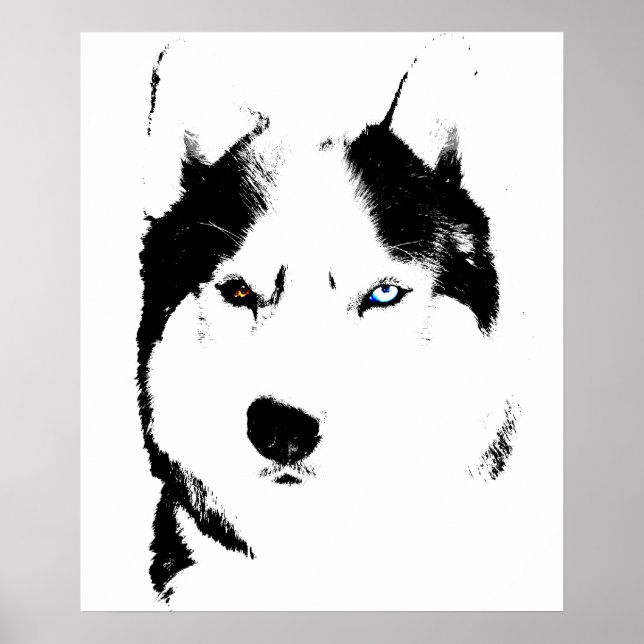 Husky Art Print Sled Hund Art Poster Husky Gifts (Framsidan)