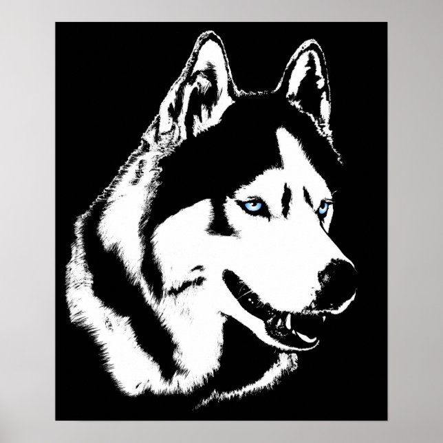 Husky Art Print Sled Hund Art Poster Husky Gifts (Framsidan)
