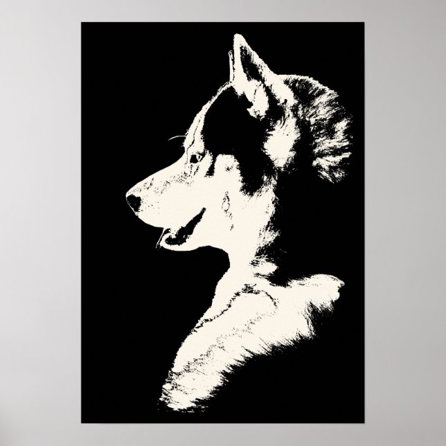 Husky Art Print Sled Hund Art Poster Malamute-gåvo (Framsidan)