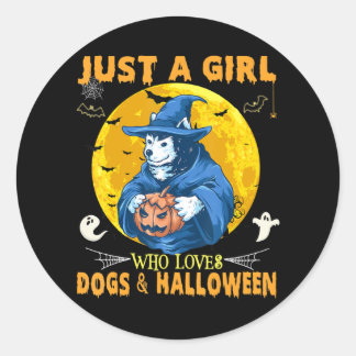 Husky|Bara en flicka som Kärlek Hundar & Halloween Runt Klistermärke