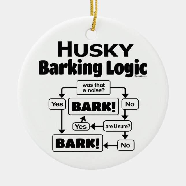 Husky Barking Logic Julgransprydnad Keramik (Framsidan)