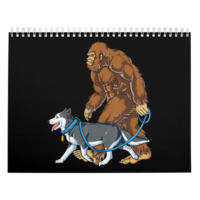 Husky| Bigfoot Hund Walk Siberian husky Sasquatch Kalender (Omslag)