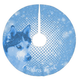 HUSKY blau Frohes Fest Julgransmatta Borstad Polyester