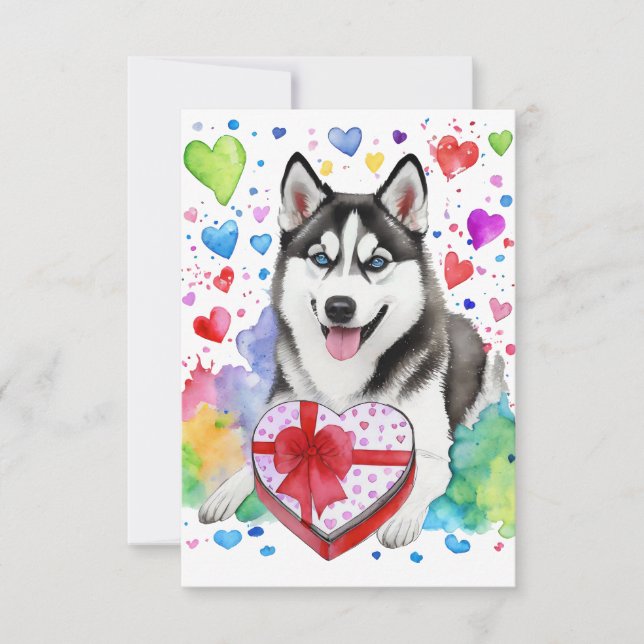 Husky Candy Heart Card Tack Kort (Framsida)
